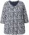 Ulla Popken Floral 3/4 Sleeve V-Neck A-Line Tee Navy - T-shirty - 