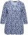 Ulla Popken Floral 3/4 Sleeve V-Neck A-Line Tee Blue - T-shirty - 