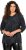 Ulla Popken Animal Print 3/4 Sleeve V-Neck Tee Black - T-shirty - 