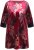 Ulla Popken Velvet Peacock Feather 3/4 Sleeve Tunic Blouse Wine Red - T-shirty - 