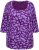 Ulla Popken Scribble Print Square Neck 3/4 Sleeve Tee Violet - Koszulki z nadrukiem dla kobiet - 