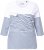 Ulla Popken Paper Boat Print 3/4 Sleeve Tee Snow White - Koszulki z nadrukiem dla kobiet - 