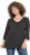 Ulla Popken Glitter Stripe 3/4 Sleeve Tee Anthracite - Koszulki z nadrukiem dla kobiet - 