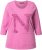 Ulla Popken Textured Lettering 3/4 Sleeve Tee Pink - Koszulki z nadrukiem dla kobiet - 