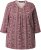 Ulla Popken Mixed Pattern Stripe 3/4 Sleeve Tee Dark Cherry Red - T-shirty - 
