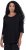 Ulla Popken Flower Epaulet 3/4 Sleeve Top Black - Koszulki z nadrukiem dla kobiet - 