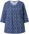Ulla Popken Graphic Print Pleated 3/4 Sleeve Tee Blue - T-shirty - 