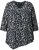 Ulla Popken Ribbon Print 3/4 Sleeve Asymmetric Tee Black - Koszulki z nadrukiem dla kobiet - 