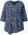 Ulla Popken Ribbon Print 3/4 Sleeve Asymmetric Tee Navy - Koszulki z nadrukiem dla kobiet - 