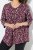 Ulla Popken Ribbon Print 3/4 Sleeve Asymmetric Tee Plum - Koszulki z nadrukiem dla kobiet - T-shirty z nadrukiem dla kobiet