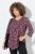 Ulla Popken Ribbon Print 3/4 Sleeve Asymmetric Tee Plum - Koszulki z nadrukiem dla kobiet - T-shirty z nadrukiem dla kobiet