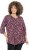 Ulla Popken Ribbon Print 3/4 Sleeve Asymmetric Tee Plum - Koszulki z nadrukiem dla kobiet - 