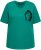 Ulla Popken Embroidered Face Motif Short Sleeve V-Neck Tee Emerald Green - Koszulki z nadrukiem dla kobiet - 