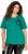 Ulla Popken Embroidered Face Motif Short Sleeve V-Neck Tee Emerald Green - Koszulki z nadrukiem dla kobiet - 