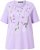 Ulla Popken Metallic Feather Short Sleeve Graphic Tee Lavender - Koszulki z nadrukiem dla kobiet - 