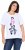 Ulla Popken Flocked Short Sleeve Graphic Tee Snow White - Koszulki z nadrukiem dla kobiet - 