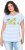 Ulla Popken Striped Short Sleeve Citrus Graphic Tee Light Blue - Koszulki z nadrukiem dla kobiet - 