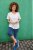Ulla Popken Embroidered Sunrise Lettering Tee Off-White - Koszulki z nadrukiem dla kobiet - 