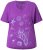 Ulla Popken Marine Print Short Sleeve Tee Purple - Koszulki z nadrukiem dla kobiet - 