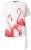 Ulla Popken Flamingo Short Sleeve Graphic Tee Off-White - Koszulki z nadrukiem dla kobiet - 