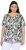 Ulla Popken Feather Print Short Sleeve V-Neck Tee Olive Grey - Koszulki z nadrukiem dla kobiet - 
