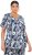 Ulla Popken Feather Print Short Sleeve V-Neck Tee Ink Blue - Koszulki z nadrukiem dla kobiet - 