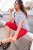 Ulla Popken Bow Print Short Sleeve Pointed Hem Tee Snow White - Koszulki z nadrukiem dla kobiet - 