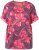 Ulla Popken Quick Drying Flower Print Short Sleeve Tee Dark Cherry - Koszulki z nadrukiem dla kobiet - 