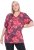 Ulla Popken Quick Drying Flower Print Short Sleeve Tee Dark Cherry - Koszulki z nadrukiem dla kobiet - 