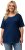 Ulla Popken Cold Dye Ruffle Edge Pocket Tee Dark Blue - T-shirty - 