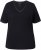 Ulla Popken Satin Trimmed Ribbed Jersey Short Sleeve T-Shirt Black - T-shirty - 
