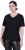 Ulla Popken Satin Trimmed Ribbed Jersey Short Sleeve T-Shirt Black - T-shirty - 