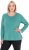 Ulla Popken Basic Round Neck Long Sleeve Slim Fit Cotton Tee Green - T-shirty - 