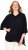 Ulla Popken Sparkling Draped Collared Tee Navy Blue - Koszulki z nadrukiem dla kobiet - 