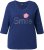 Ulla Popken Smile Rhinestone 3/4 Sleeve Graphic Tee Ink Blue - Koszulki z nadrukiem dla kobiet - 