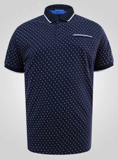 D555 Reid AOP Polo With Jacquard Collar, Pocket And Cuffs Granatowy - Koszulki polo - Koszulki Polo 2XL-8XL