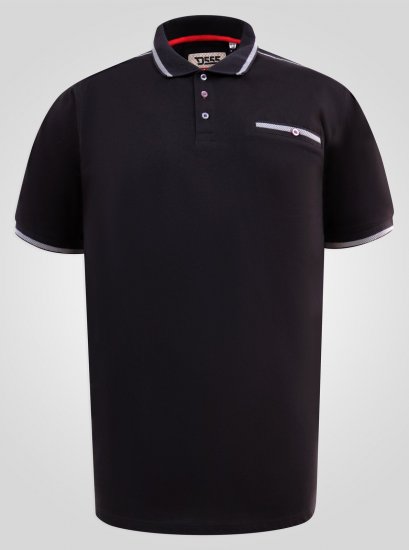 D555 Potts Jersey Polo With Jacquard Collar & Cuffs Czarny - Koszulki polo - Koszulki Polo 2XL-8XL