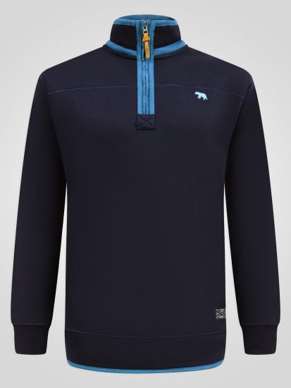 D555 Conway 2 1/4 Zip Neck Fleece Sweatshirt With Bear Logo Granatowy - Bluzy & bluzy z kapturem - Bluzy & Bluzy z kapturem 2XL-12XL