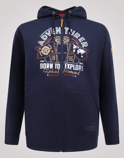 D555 Hector Adventurer Printed Zip Through Hoody Granatowy - Bluzy & bluzy z kapturem - Bluzy & Bluzy z kapturem 2XL-12XL