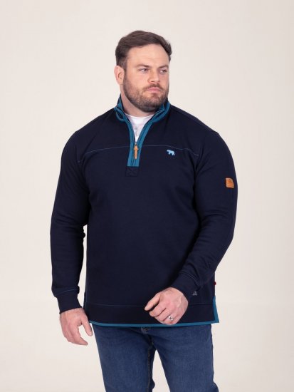 D555 Conway 2 1/4 Zip Neck Fleece Sweatshirt With Bear Logo Granatowy - Bluzy & bluzy z kapturem - Bluzy & Bluzy z kapturem 2XL-12XL