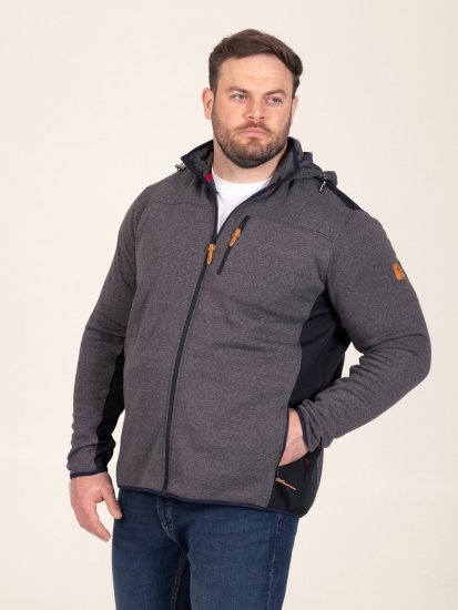 D555 Conrad Detachable Hood Bonded Fleece Zip Through Hoody TALL Granatowy - TALL bluzy - Bluzy TALL dla wysokich mężczyzn