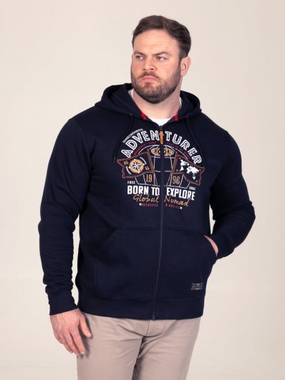 D555 Hector Adventurer Printed Zip Through Hoody Granatowy - Bluzy & bluzy z kapturem - Bluzy & Bluzy z kapturem 2XL-12XL