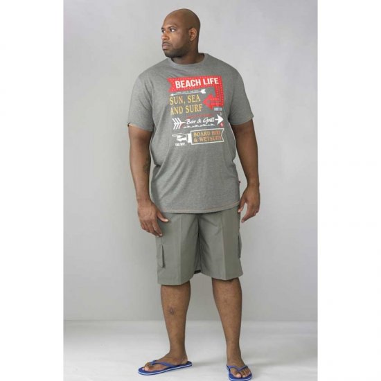 D555 Kennedy T-shirt Khaki Marl - Koszulki - T-shirty meskie Duże Rozmiary - 2XL-14XL
