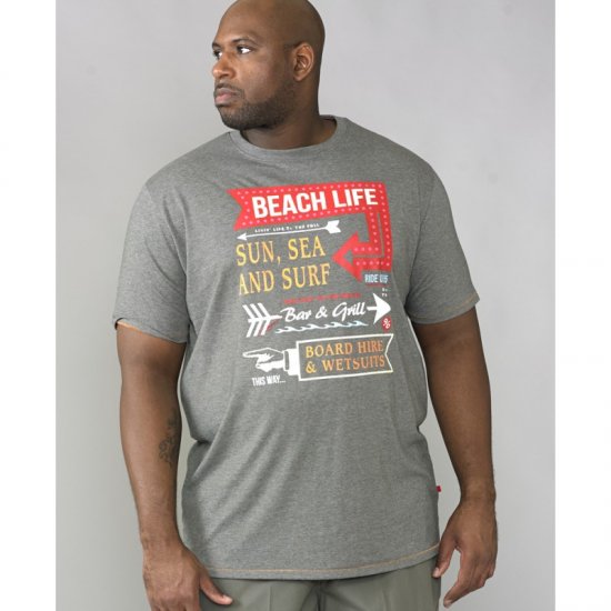 D555 Kennedy T-shirt Khaki Marl - Koszulki - T-shirty meskie Duże Rozmiary - 2XL-14XL