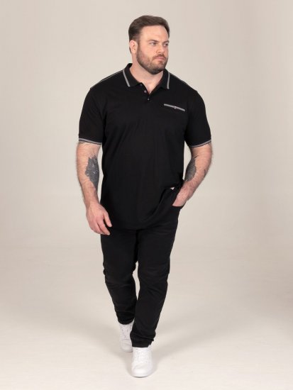 D555 Potts Jersey Polo With Jacquard Collar & Cuffs Czarny - Koszulki polo - Koszulki Polo 2XL-8XL