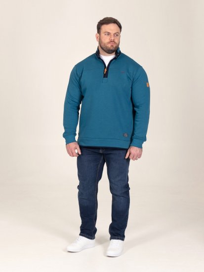 D555 Conway 1 1/4 Zip Neck Fleece Sweatshirt With Bear Logo Teal - Bluzy & bluzy z kapturem - Bluzy & Bluzy z kapturem 2XL-12XL