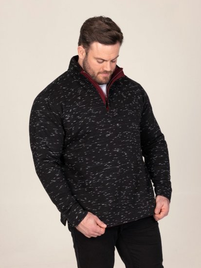 D555 Chandler Reno 1/4 Zip Neck Sweatshirt With Bear Logo Czarny - Bluzy & bluzy z kapturem - Bluzy & Bluzy z kapturem 2XL-12XL