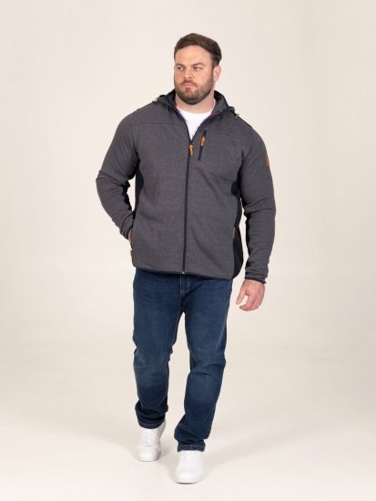 D555 Conrad Detachable Hood Bonded Fleece Zip Through Hoody TALL Granatowy - TALL bluzy - Bluzy TALL dla wysokich mężczyzn