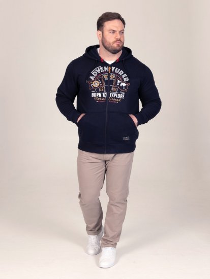D555 Hector Adventurer Printed Zip Through Hoody Granatowy - Bluzy & bluzy z kapturem - Bluzy & Bluzy z kapturem 2XL-12XL