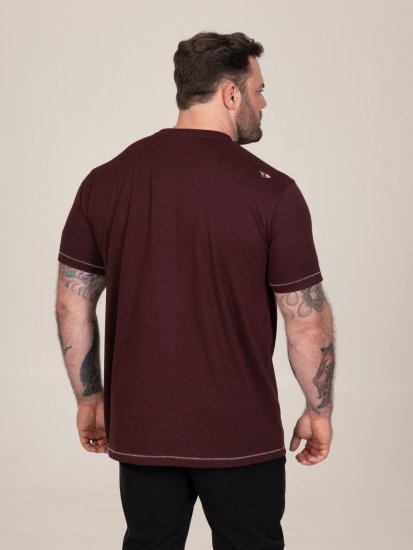 D555 Baldwin Grumpy Old Man Club Print Crew Neck T-shirt Burgundy/ Black Twist - Koszulki - T-shirty meskie Duże Rozmiary - 2XL-14XL
